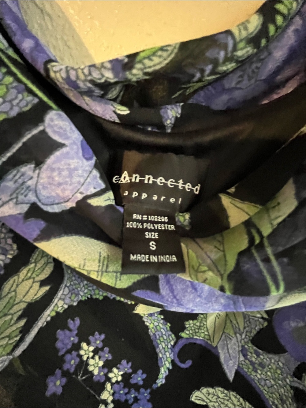 Connected Apparel Black Maxi Dress with Purple and Green Floral Design - Picture 5 of 8